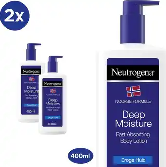 Bol.com Neutrogena deep moisture snel absorberende bodylotion, noorse formule, bodycrème, droge huid, 2 x 400 ml aanbieding