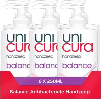 Unicura balans antibacteriële vloeibare handzeep - 6 x 250 ml - voordeelverpakking