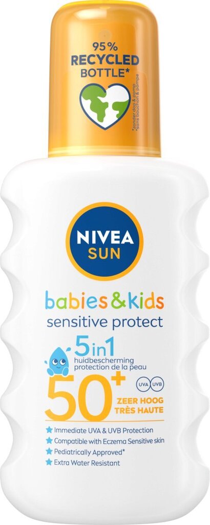 Bol.com Nivea - uv-zonnebrand spray kind - sun babies & kids sensitive protect spf50 - 200ml aanbieding