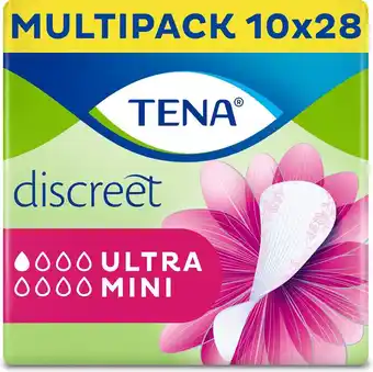 Bol.com Tena discreet ultra mini inlegkruisjes - 10 x 28 stuks - voor urineverlies (incontinentie) aanbieding