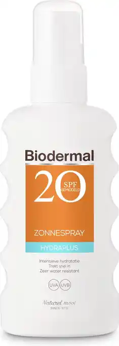 Bol.com Biodermal zonnebrand – hydraplus zonnespray – zonnebrand spray met spf 20 - 175ml aanbieding