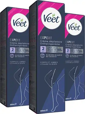Bol.com Veet expert ontharingscreme met sheaboter - lichaam & benen - alle huidtypes - 200ml - 3 stuks - voordeelverpakking aanbieding