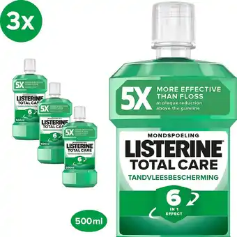 Bol.com Listerine total care tandvleesbescherming: mondspoeling voor complete bescherming voor gezond tandvlees, 3 x 500 ml aanbieding