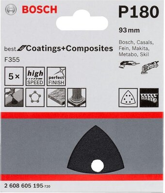 Bol.com Bosch - 5-delige schuurbladenset 93 mm, 180 aanbieding