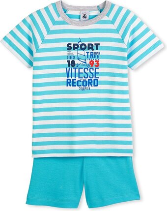 Bol.com Petit bateau jongens pyjamaset - blauw maya/wit ecume - maat 4 jaar aanbieding