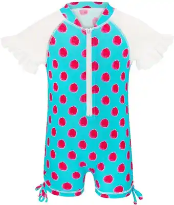 Bol.com Snapper rock uv werend zwempak kinderen korte mouwen framboos - blauw - maat 86-92 aanbieding