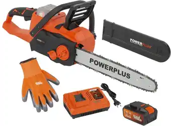 Bol.com Powerplus dual power powdpgset33 accu kettingzaag - 40v - 30 cm zwaardlengte -2x20v accu -1 x lader aanbieding