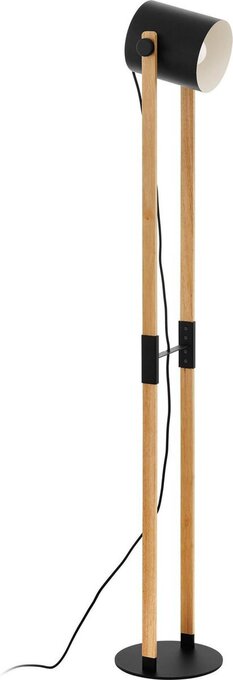 Bol.com Eglo hornwood staande lamp - 1 lichts - h 140cm. - e27 - hout/zwart aanbieding