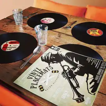 Mikamax vinyl placemats - placemats - retro - lp placemats - makkelijk schoon te maken - geleverd in een design hoes - 4 stuk