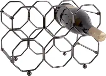 Present time wijnrek honeycomb - ijzer smokey grijs, opvouwbaar - 31x16,5x22cm