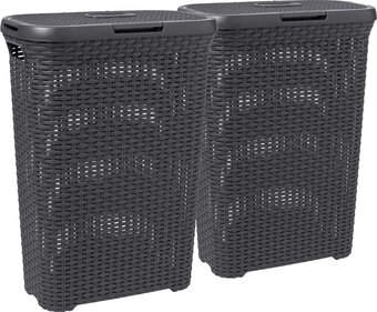 Bol.com Curver style wasmand met deksel - 40l - 2 stuks - antraciet aanbieding