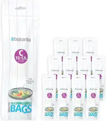 Brabantia perfectfit composteerbare vuilniszakken - 10/12 l - code c - 12 rollen x 10 stuk