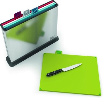 Bol.com Joseph joseph index advance snijplankenset - incl. houder - antislip - 33,8 x 23,8 cm - 4 stuks - steel aanbieding