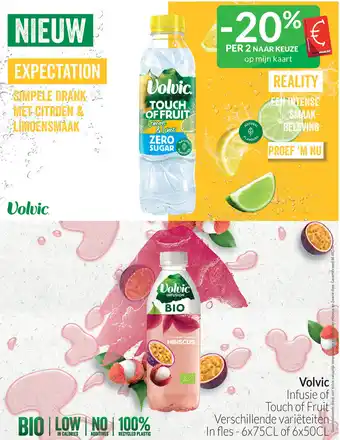 Intermarché Volvic Infusie of Touch of Fruit Verschillende variëteiten In fles - 6 x 75 cl of 6 x 50 cl aanbieding