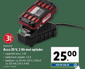 Lidl Accu 20 v, 2 ah met oplader aanbieding