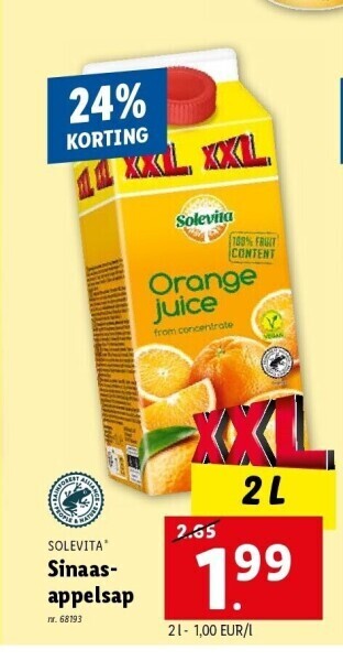 Lidl Sinaasappelsap aanbieding