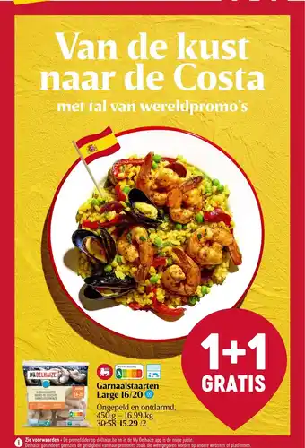 Delhaize Garnaalstaarten Large 16/20 Ongepeld en ontdarmd. 450 g - 16.99/kg aanbieding