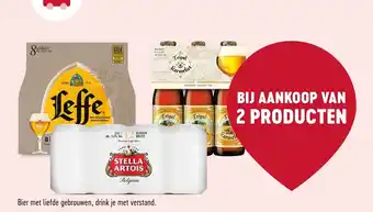 Delhaize Leffe, Stelle Artois of Tripel, Bier met liefde gebrouwen, drink je met verstand. aanbieding