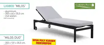 Hubo LIGBED "MILOS" - aluminium - 202 x 66 x 35,5 cm aanbieding
