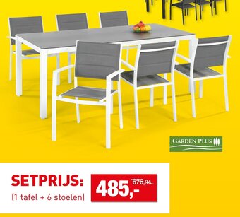 Hubo GARDEN PLUS SETPRIJS: (1 tafel + 6 stoelen) aanbieding