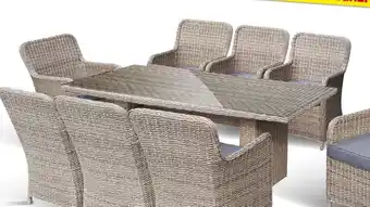 Hubo TAFEL "KOUKLIA" - 230 x 100 cm - staal met wicker en veiligheidsglas. aanbieding