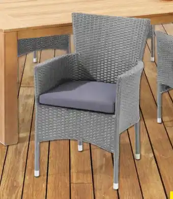 Hubo STOEL "GINJA” - stapelbaar - staal - rug en zitting in wicker - - lichtgrijs. aanbieding