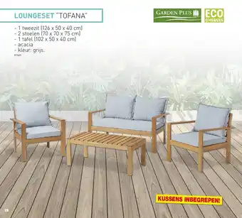 Hubo LOUNGESET "TOFANA" - 1 tweezit (126 x 50 x 40 cm) - 2 stoelen (70 x 70 x 75 cm) - 1 tafel (102 x 50 x 40 cm) - acacia aanbieding