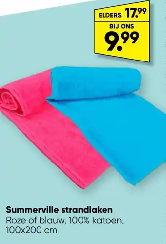 Summerville strandlaken Roze of blauw, 100% katoen, 100 x 200cm