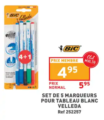 Trafic BIC SET DE 5 MARQUEURS POUR TABLEAU BLANC VELLEDA aanbieding