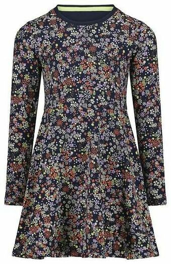 HEMA HEMA Kinderjurk Bloemen Donkerblauw (donkerblauw) aanbieding