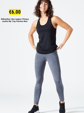 Decathlon Débardeur dos nageur fitness cardio My Top Femme Noir aanbieding