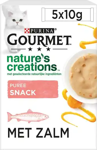 Bol.com Gourmet nature's creations - kattensnack - puree met zalm & worteltjes - 5 x 10 gram aanbieding