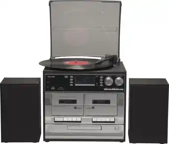 Bol.com Denver retro platenspeler met speakers - dab radio cd speler - dubbele cassette - fm radio - hout - mrd166 aanbieding
