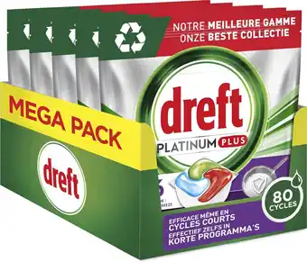 Bol.com Dreft platinum plus all in one machine clean - vaatwastabletten - 80 tabletten aanbieding