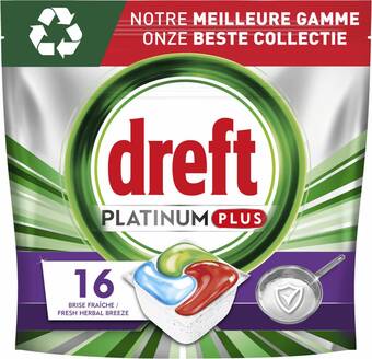 Bol.com Dreft platinum plus all in one machine clean - vaatwastabletten - 5 x 16 tabletten aanbieding