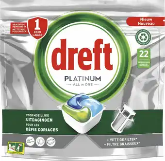 Dreft platinum all in one vaatwastabletten - voordeelverpakking 5 x 22 stuks
