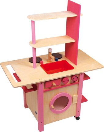 Bol.com Base toys kinderkeuken alles in 1 roze - hout aanbieding