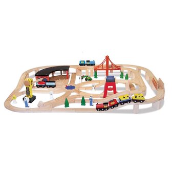 Bol.com Melissa & doug houten treinset (voertuigen, hoogwaardige uitvoering, 130-delig, 43,18 cm h x 12,7 cm b x 71,12 cm l) aanbieding