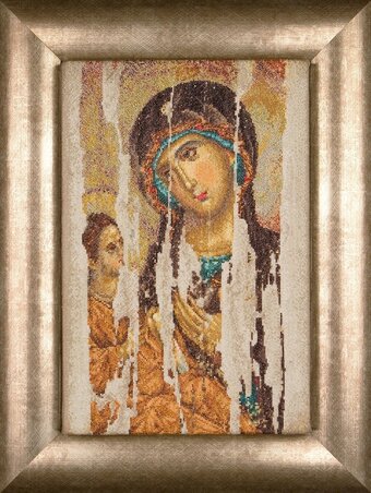 Bol.com Thea gouverneur - borduurpakket met telpatroon - 475a - voorgesorteerde dmc garens - mother of god icoon - aida - 22 cm x 34  aanbieding