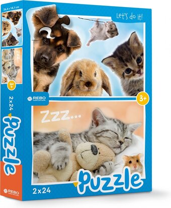 Bol.com Puzzel baby animals 2x24st aanbieding