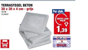 Hubo Terrastegel beton 30 x 30 x 4 cm - grijs aanbieding