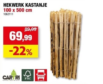 Hubo Hekwerk kastanje 100 x 500 cm aanbieding