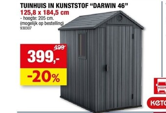 Hubo Tuinhuis in kunststof “darwin 46” 125,8 x 184,5 cm aanbieding