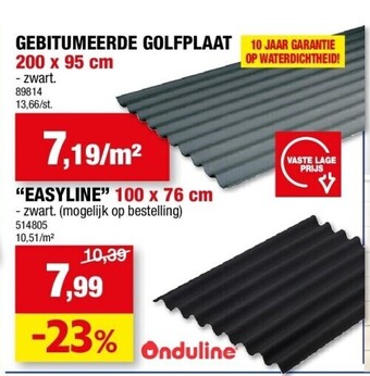 Hubo Gebitumeerde golfplaat 200 x 95 cm aanbieding