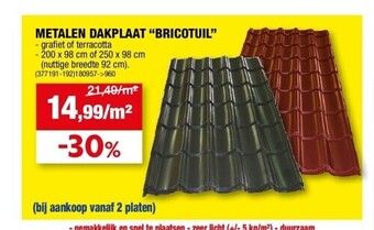 Hubo Metalen dakplaat “bricotuil” aanbieding