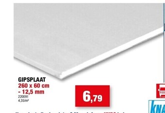 Hubo Gipsplaat 260 x 60 cm - 12,5 mm aanbieding