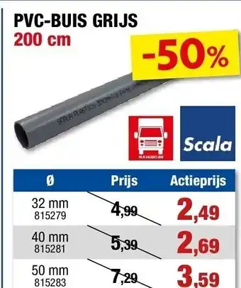 Hubo Pvc-buis grijs 200 cm 32 mm aanbieding