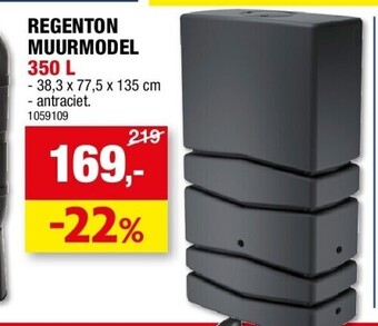 Hubo Regenton muurmodel 350 l aanbieding