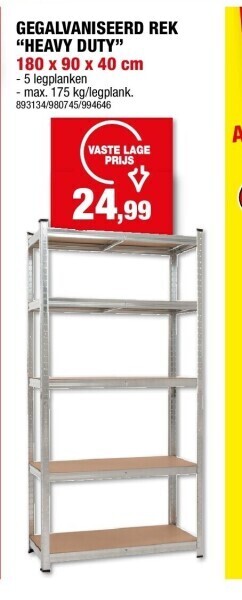 Hubo Gegalvaniseerd rek heavy duty 180 x 90 x 40 cm aanbieding