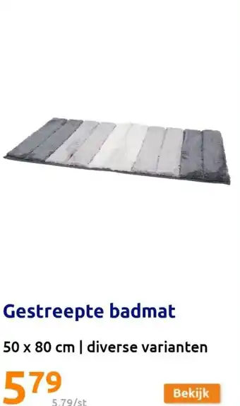 Action Gestreepte badmat 50 x 80cm aanbieding